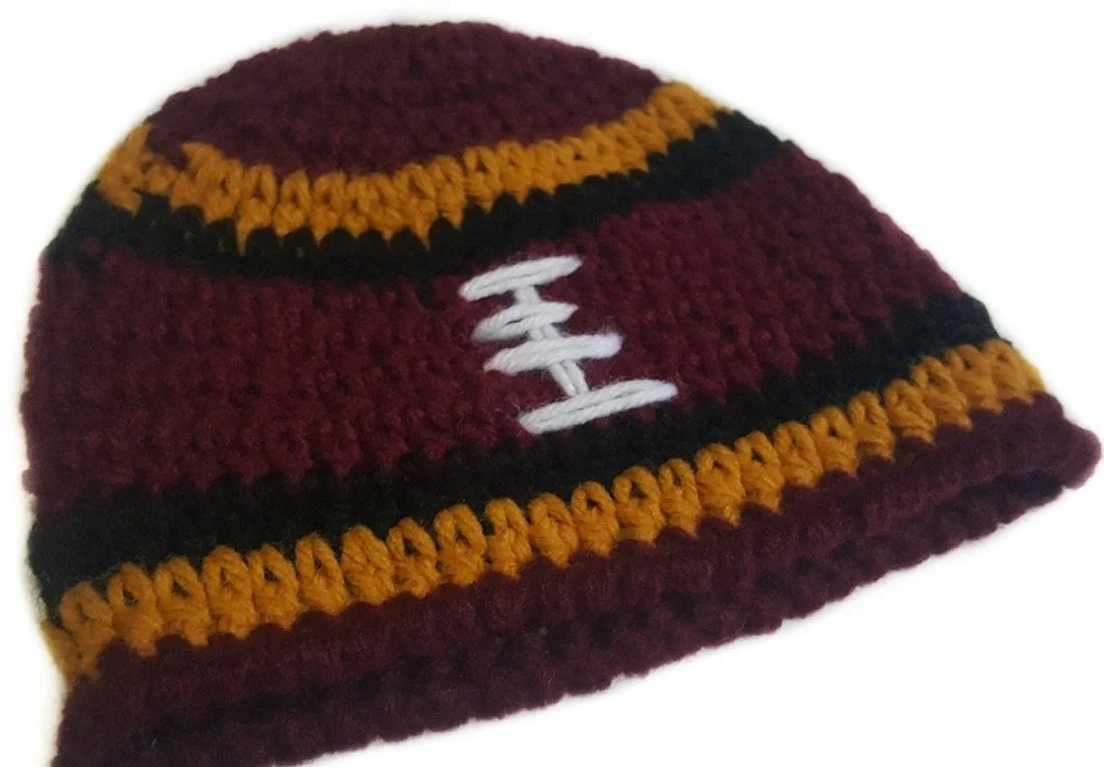 SF 49ers Inspired Football Handmade Beanie-Size 0-3M